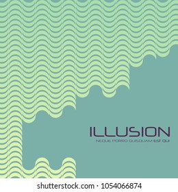 Abstract green illusory background with waves. Vector illustration