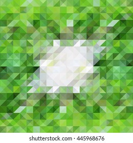 Abstract green image for background, scalable vector polygonal texture. Grass football field abstraction. Low poly illustration with vivid color palette for backdrop, banner template, textile print