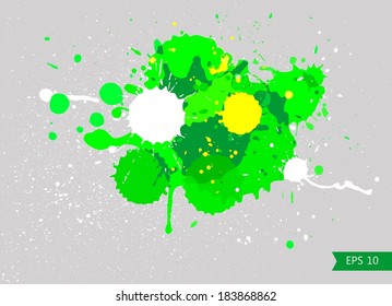 Abstract green ink blotch. Vector illustration