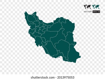 Abstract green Iran map. Design vector transparent background.
