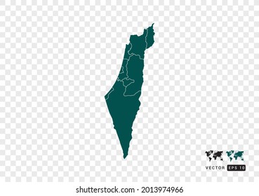 Abstract green Israel map. Design vector transparent background.