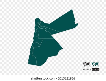 Resumen del mapa verde de Jordania. Diseño de fondo transparente vectorial.
