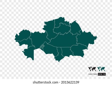 Resumen del mapa verde de Kazajistán. Diseño de fondo transparente vectorial.