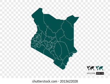 Abstract green Kenya map. Design vector transparent background.