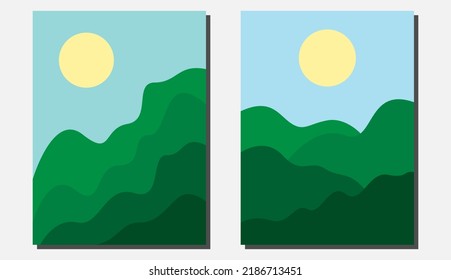 Abstract green landscape pictures. Abstract design for living room wall decoration, bedroom wallpaper, children's room, family room. SSTKabstract