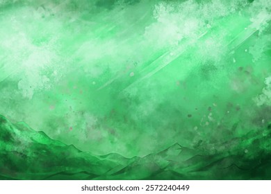 Abstract green landscape, textured background, watercolor style, serene atmosphere, nature-inspired design, artistic illustration.