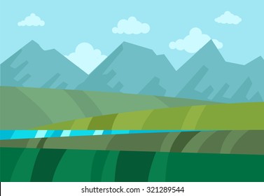 Abstract green landscape, vector illustration