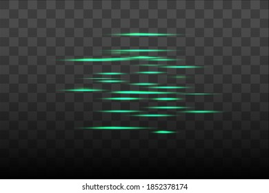 Abstract green laser beam. Transparent isolated on black background. Vector illustration.the lighting effect.floodlight directional