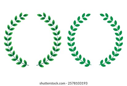 abstract green  laurel wealth set  vector 