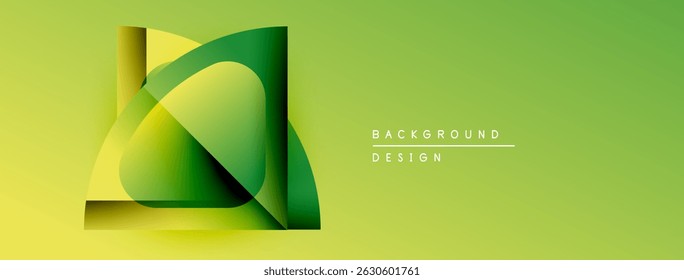 Abstract green layers create dynamic composition. Gradient background enhances visual depth, modern design element.