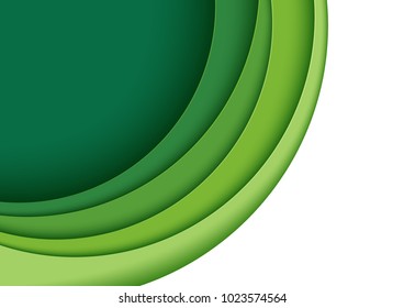 Abstract green layers paper carve background.Paper art style of nature business template concept design.Vector illustration.