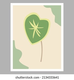 Abstract green leaf art image for wall decoration. Abstract design for living room wall decoration, bedroom wallpaper, children's room, family room
