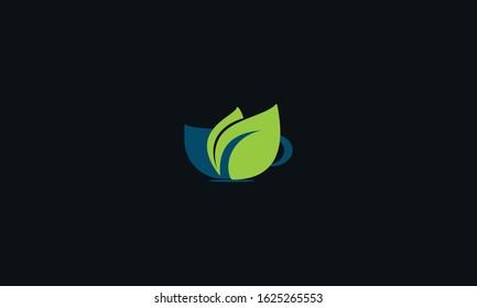 An abstract Green leaf cup logo design