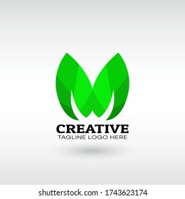 Abstract green leaf eco organic Logo design Modern Style vector template. for Business