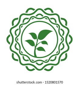 Abstract green leaf emblem. Bio organic logo.