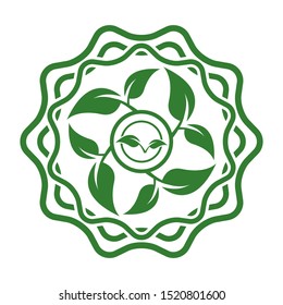 Abstract green leaf emblem. Bio organic logo.