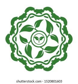 Abstract green leaf emblem. Bio organic logo.