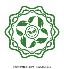 Abstract green leaf emblem. Bio organic logo.