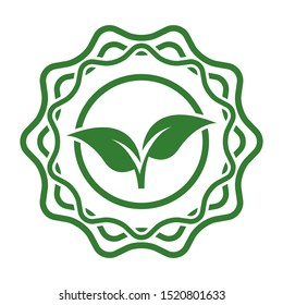 Abstract green leaf emblem. Bio organic logo.