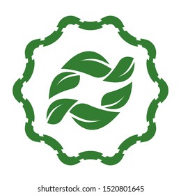 Abstract green leaf emblem. Bio organic logo.