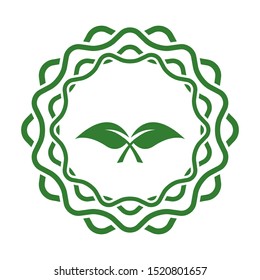 Abstract green leaf emblem. Bio organic logo.