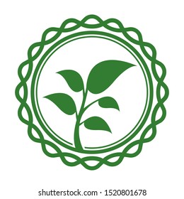Abstract green leaf emblem. Bio organic logo.