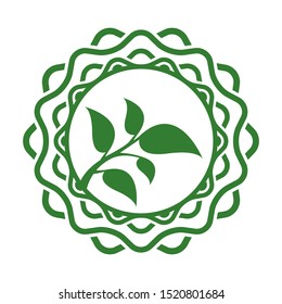 Abstract green leaf emblem. Bio organic logo.