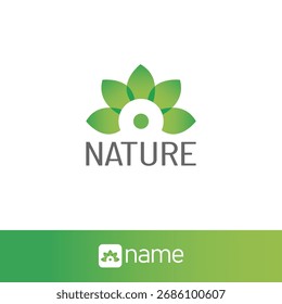 Abstract Green Leaf Flower Logo for Nature Brands with two background.