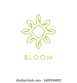 abstract green leaf logo design templates.Floral symbol illustration