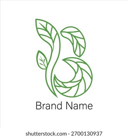 Abstract green leaf logo design with organic curves and a stylized 'B' shape, suggesting growth and nature.