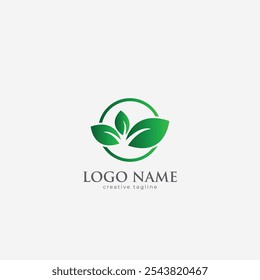 abstract green leaf logo fully editable vector template