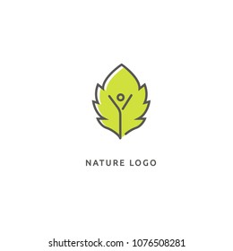 Abstract green leaf logo icon vector design. Landscape design, garden, Plant, nature and ecology vector logo. Ecology Happy life Logotype concept icon. 