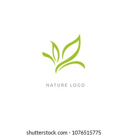 Design de vetor de ícone de logotipo de folha verde abstrata. Logotipo vetorial de design de paisagem, jardim, planta, natureza e ecologia. Ícone de conceito de logotipo de vida feliz de ecologia. Ilustração vetorial, Design gráfico Editável Des