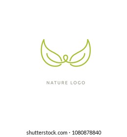 Abstract green leaf logo icon vector design. Landscape design, garden, Plant, nature and ecology vector logo. Ecology Happy life Logotype concept icon. Vector illustration, Graphic Design.