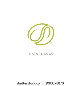 Abstract green leaf logo icon vector design. Landscape design, garden, Plant, nature and ecology vector logo. Ecology Happy life Logotype concept icon. Vector illustration, Graphic Design.