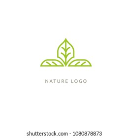 Abstract green leaf logo icon vector design. Landscape design, garden, Plant, nature and ecology vector logo. Ecology Happy life Logotype concept icon. Vector illustration, Graphic Design.