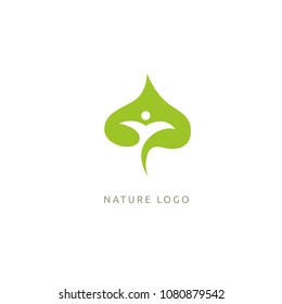 Abstract green leaf logo icon vector design. Landscape design, garden, Plant, nature and ecology vector logo. Ecology Happy life Logotype concept icon. Vector illustration, Graphic Design 