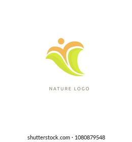 Abstract green leaf logo icon vector design. Landscape design, garden, Plant, nature and ecology vector logo. Ecology Happy life Logotype concept icon. Vector illustration, Graphic Design 