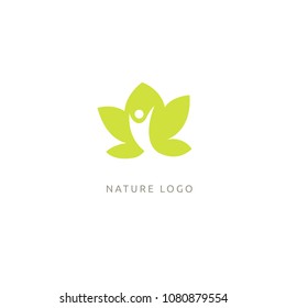 Abstract green leaf logo icon vector design. Landscape design, garden, Plant, nature and ecology vector logo. Ecology Happy life Logotype concept icon. Vector illustration, Graphic Design 