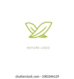Abstract green leaf logo icon vector design. Landscape design, garden, Plant, nature and ecology vector logo.  Ecology Happy life Logotype concept icon. Vector illustration, Graphic Design