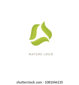 Abstract green leaf logo icon vector design. Landscape design, garden, Plant, nature and ecology vector logo.  Ecology Happy life Logotype concept icon. Vector illustration, Graphic Design
