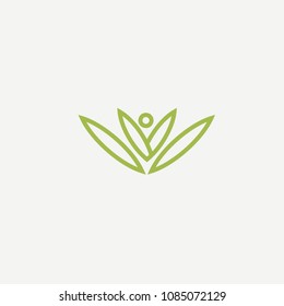 Abstract green leaf logo icon vector design. Landscape design, garden, Plant, nature and ecology vector logo. Ecology Happy life Logotype concept icon. Vector illustration, Graphic Design.