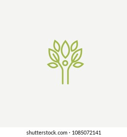 Abstract green leaf logo icon vector design. Landscape design, garden, Plant, nature and ecology vector logo. Ecology Happy life Logotype concept icon. Vector illustration, Graphic Design.