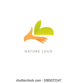 Abstract green leaf logo icon vector design. Landscape design, garden, Plant, nature and ecology vector logo. Ecology Happy life Logotype concept icon. Vector illustration, Graphic Design.