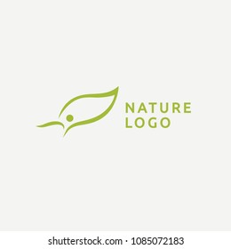 Abstract green leaf logo icon vector design. Landscape design, garden, Plant, nature and ecology vector logo. Ecology Happy life Logotype concept icon. Vector illustration, Graphic Design.