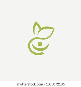 Abstract green leaf logo icon vector design. Landscape design, garden, Plant, nature and ecology vector logo. Ecology Happy life Logotype concept icon. Vector illustration, Graphic Design.