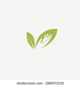 Abstract green leaf logo icon vector design. Landscape design, garden, Plant, nature and ecology vector logo. Ecology Happy life Logotype concept icon. Vector illustration, Graphic Design.