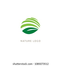 Abstract green leaf logo icon vector design. Landscape design, garden, Plant, nature and ecology vector logo. Ecology Happy life Logotype concept icon. Vector illustration, Graphic Design.