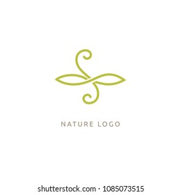 Abstract green leaf logo icon vector design. Landscape design, garden, Plant, nature and ecology vector logo. Ecology Happy life Logotype concept icon. Vector illustration, Graphic Design.