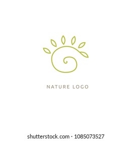 Abstract green leaf logo icon vector design. Landscape design, garden, Plant, nature and ecology vector logo. Ecology Happy life Logotype concept icon. Vector illustration, Graphic Design.